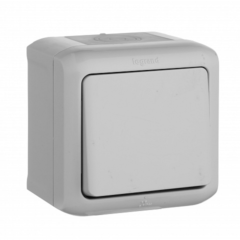 Legrand Quteo Сер Переключатель 1-клавишный IP44 10А
