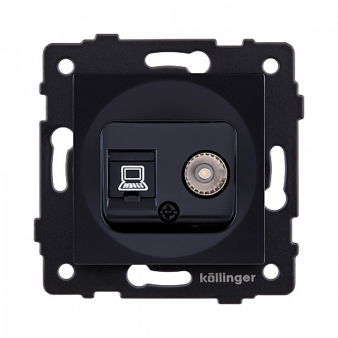 Розетка двойная TV (мама) + RJ45 Cat.6, черный Kollinger REA-021BK для Aspekt, Eleganz, Reflex