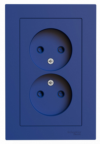 Systeme Electric AtlasDesign Аквамарин Розетка двойная б/з со шторками,16А, в сборе