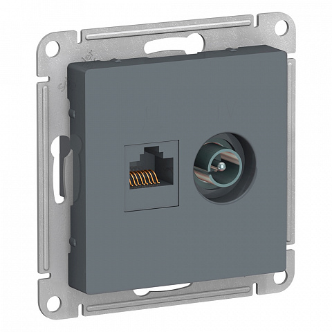 Systeme Electric AtlasDesign Грифель Розетка двойная комп+ТВ, RJ45+TV, кат.5E, механизм