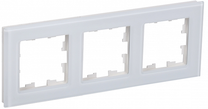 IEK BRITE DECOR Белый глянец стекло Рамка 3-м РУ-3-2-БрБ