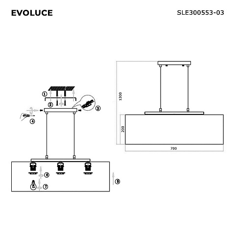 Подвесная люстра Evoluce Brescia SLE300553-03