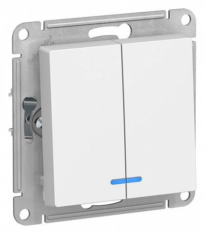 Systeme Electric AtlasDesign Лотос Выключатель 2-клавишный с подсветкой, сх.5а, 10АХ, механизм