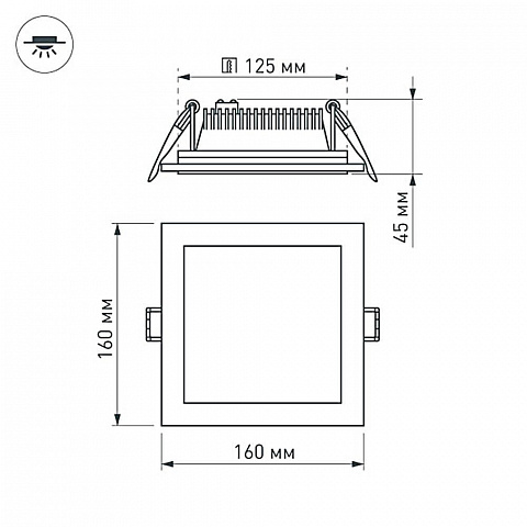 Встраиваемый светодиодный светильник Arlight LT-S160x160WH 12W Warm White 120deg 015562