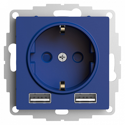 Systeme Electric AtlasDesign Аквамарин Розетка 16А c 2 USB A+A, 5В/2,4А, 2х5В/1,2А, механизм