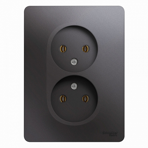 Systeme Electric Glossa Графит Розетка 2-ая б/з (в сборе)