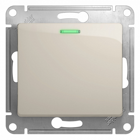 Systeme Electric Glossa Молочный Переключатель 1-клавишный с подсветкой, сх.6а,10AX