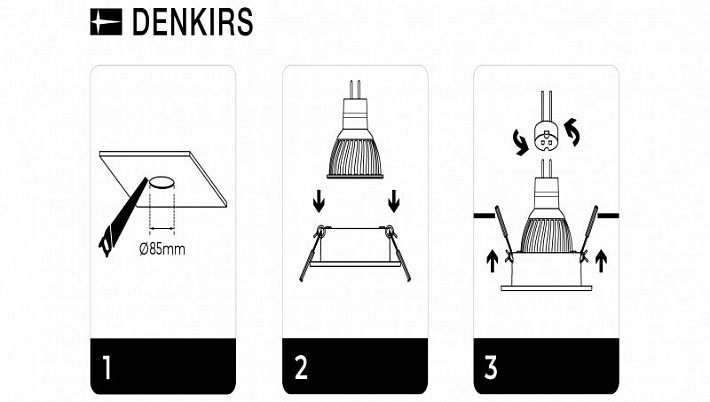 DK3026-WH Встраиваемый светильник, IP 20, 10 Вт, GU5.3, LED, белый, пластик