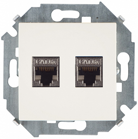 Simon 15 Слоновая кость Розетка компьютерная двойная 2хRJ45 кат.6A (АМР, FTP)