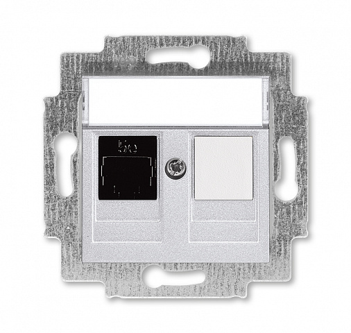 ABB EPJ Levit серебро / дымчатый чёрный Розетка компьютерная RJ45 кат,5e+заглуш,, серебро