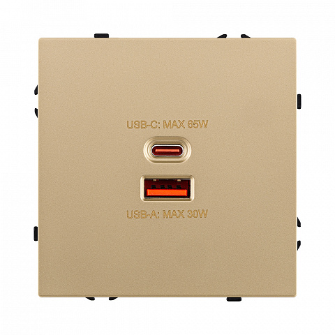 Розетка USB A+C 65W, золотой Kollinger Eclipse EC-024GD