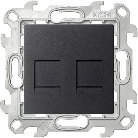 Simon 24 Графит Розетка 2хRJ45 кат. 5е UTP