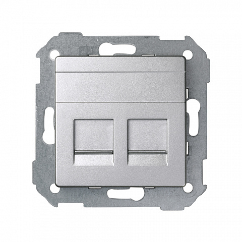 Simon 82 Detail Алюминий Адаптер на 2хRJ45(12) AMP (Keystone), прямое подключение
