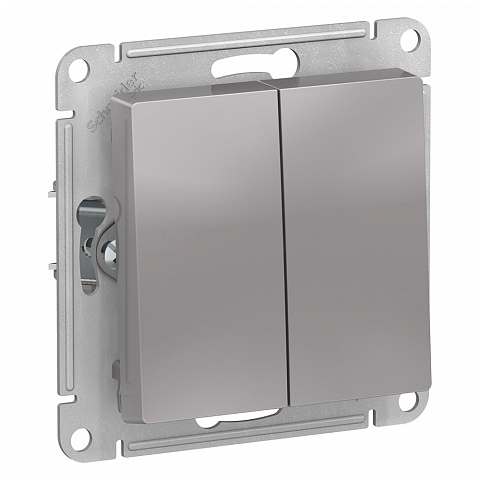 Systeme Electric AtlasDesign Алюминий Выключатель 2-клавишный сх.5, 10АХ, механизм