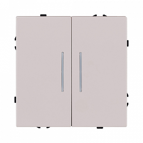 Выключатель 2-клавишный 10А/250В с LED подсветкой, кашемир матовый Kollinger Eclipse EC-010CM