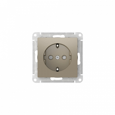 Systeme Electric AtlasDesign Шампань Розетка с заземлением со шторками, 16А, мех., быстрозажим. клем.