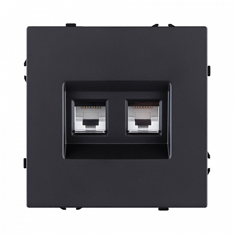 Розетка двойная Ethernet RJ45 Cat.6, черный матовый Kollinger Eclipse EC-018BK
