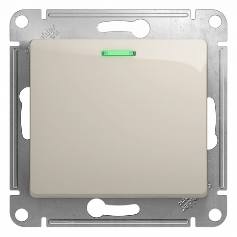 Systeme Electric Glossa Молочный Выключатель 1-клавишный с подсветкой, сх.1а, 10AX