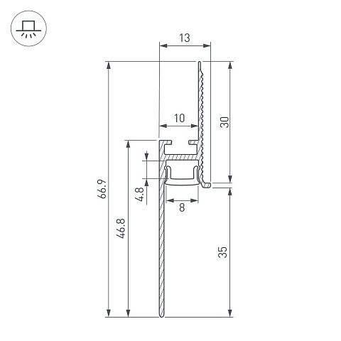 Профиль встраиваемый Arlight Plintus-Fantom-Bent-H35-Side-2000 Black 043676