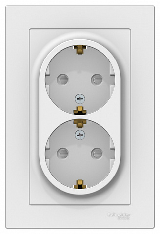 Systeme Electric AtlasDesign Лотос Розетка двойная с/з со шторками, 16А, в сборе