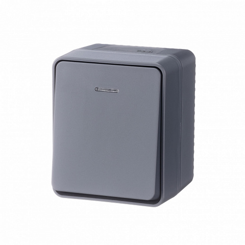 Systeme Electric AtlasDesign Profi54 Наруж Антрацит Выключатель 1-клавишный с подсветкой 10 АХ