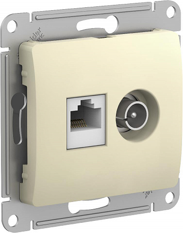 Systeme Electric Glossa Беж Розетка двойная TV + компьютерная RJ45, кат. 5Е