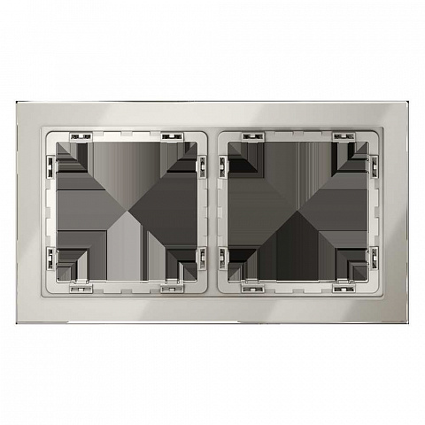 Рамка стеклянная Voltum S70 на 2 поста, (кашемир, стекло) VLS110203