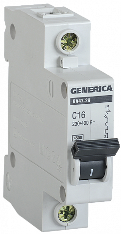 IEK GENERICA Авт. выкл. ВА47-29 1Р 63А 4,5кА х-ка С