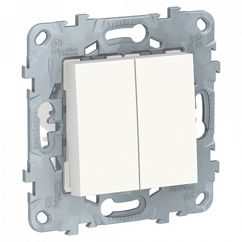 Schneider Electric Unica New Бел Переключатель 2-клав, перекрестный, 2 x сх. 7, 10 AX, 250В