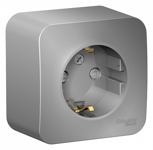 Systeme Electric Blanca наруж Алюминий Розетка с/з со шторками, 16А, 250В