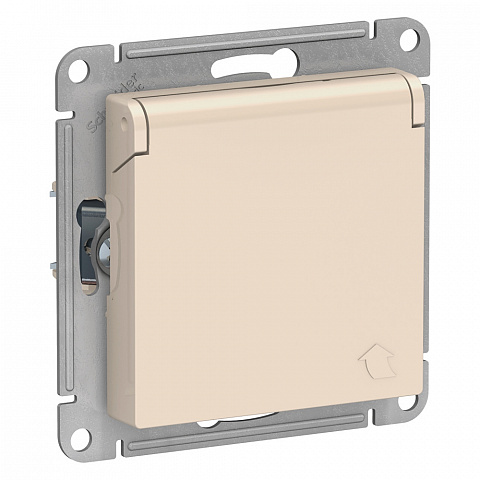 Systeme Electric AtlasDesign Беж Розетка с/з, со шторками, с крышкой, 16А, в сборе