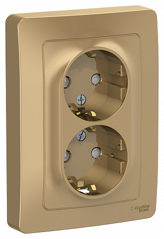 Systeme Electric Blanca внутр Титан Розетка 2-ая с/з со шторками, 16А, 250В