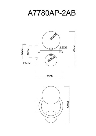 Бра ARTE Lamp A7780AP-2AB