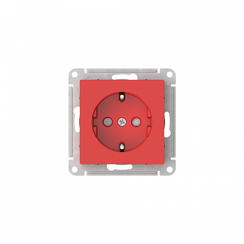 Systeme Electric AtlasDesign Красный Розетка с заземлением со шторками, 16А, мех., быстрозажим. клем.