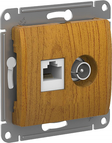 Systeme Electric Glossa Дерево Дуб Розетка двойная TV + компьютерная RJ45, кат. 5Е