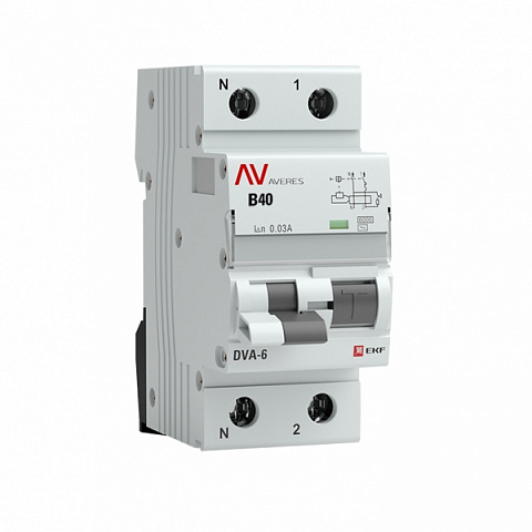 EKF Averes DVA-6 Диф. Автомат (C)  1P+N 40А/30мА тип АС 6кА