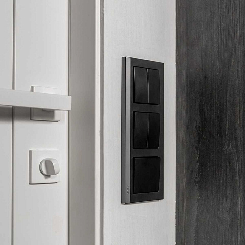 Выключатель Werkel двухклавишный проходной черный матовый W1122008 4690389156724