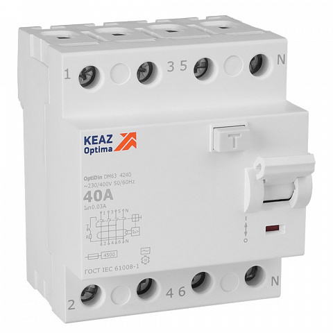 КЭАЗ OptiDin DM63-4240-AC-4,5-УХЛ4 (4P, 40, 30mA)