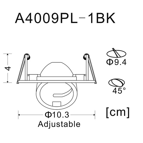 Встраиваемый светильник ARTE Lamp A4009PL-1BK