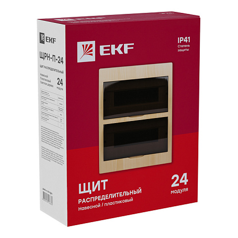 EKF PROxima Щит распределительный навесной ЩРН-П-24 светлое дерево IP41