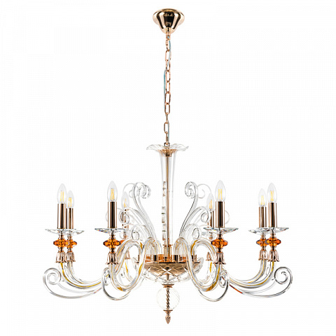 Подвесная люстра Crystal Lux CATARINA SP8 V2 GOLD/TRANSPARENT-COGNAC
