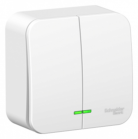 Systeme Electric Blanca наруж Бел Выключатель 2-клавишный с подсветкой, 10А, 250B
