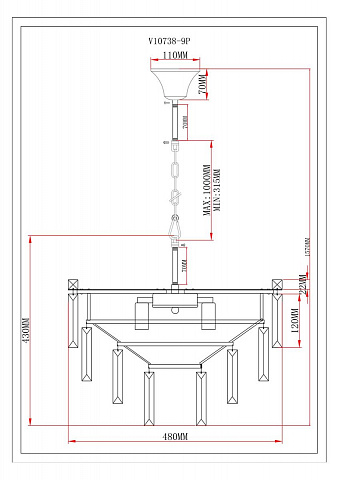 Подвесная люстра Moderli Crystal V10738-9P