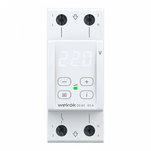 Welrok D2-63 реле напряжения 63 А (max 80 A) 13 900 ВА