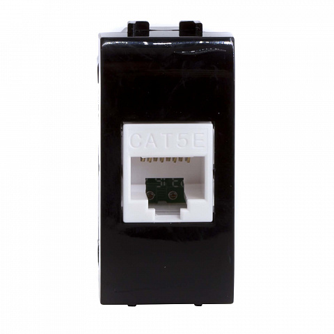 DKC Компьютерная розетка RJ45 кат.5e, Brava, черная, 1мод