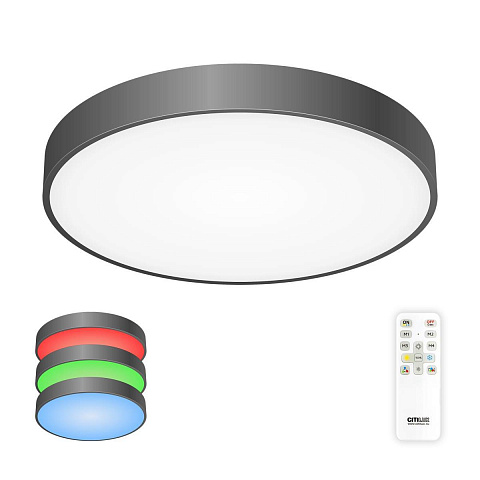 Потолочный светодиодный светильник с пультом ДУ Citilux Купер RGB Черный CL72495G1