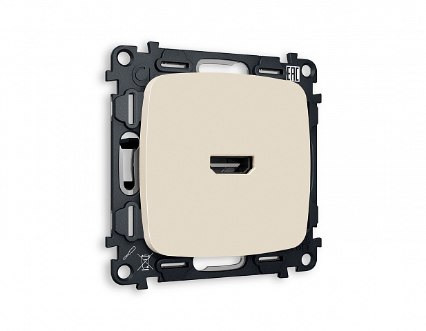 MO334010 Комплект механизма розетки HDMI 2.0 OMEGA Бежевый матовый 40V/500MO 2.0GHz 5-18Gbit/s QUANT (OP3340, VM222)