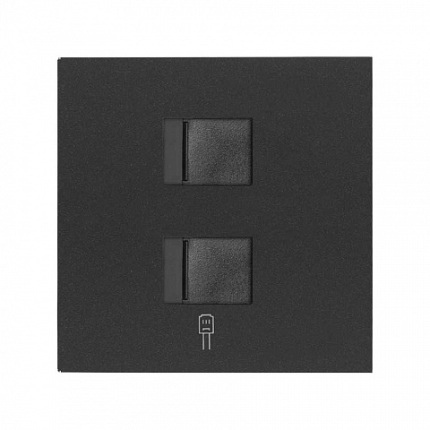 Simon 100 Черный матовый Накладка розетки 2xRJ45