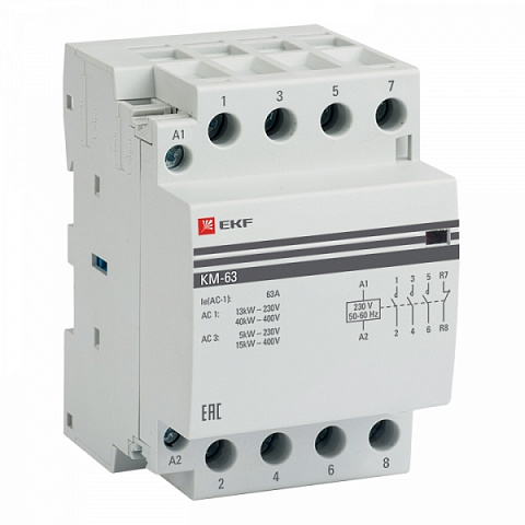 EKF PROxima Контактор модульный КМ 63А 3NО+NC (3 мод.)