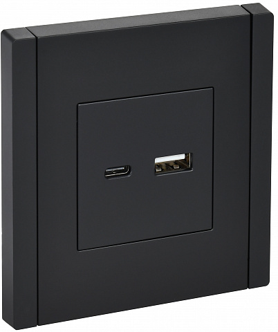 IEK FORTE&PIANO Черный Розетка USB A+C 18Вт FP151